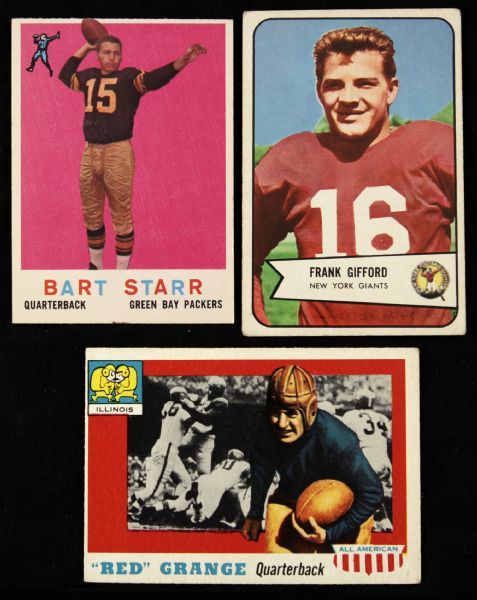 1954-59 Bart Starr Red Grange Frank Gifford Trading Card Collection - Lot of 3