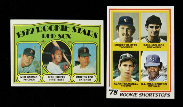 1972-78 Carlton Fisk Cecil Cooper Paul Molitor Alan Trammell Rookie Card Collection - Lot of 2