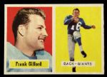 1957 Frank Gifford New York Giants Topps #88 Trading Card 