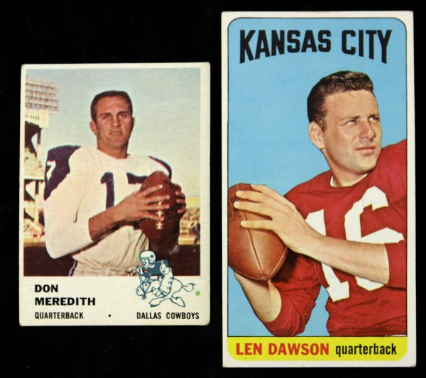1961-65 Don Meredith Len Dawson Baltimore Colts Kansas City Chiefs Trading Cards - Lot of 2