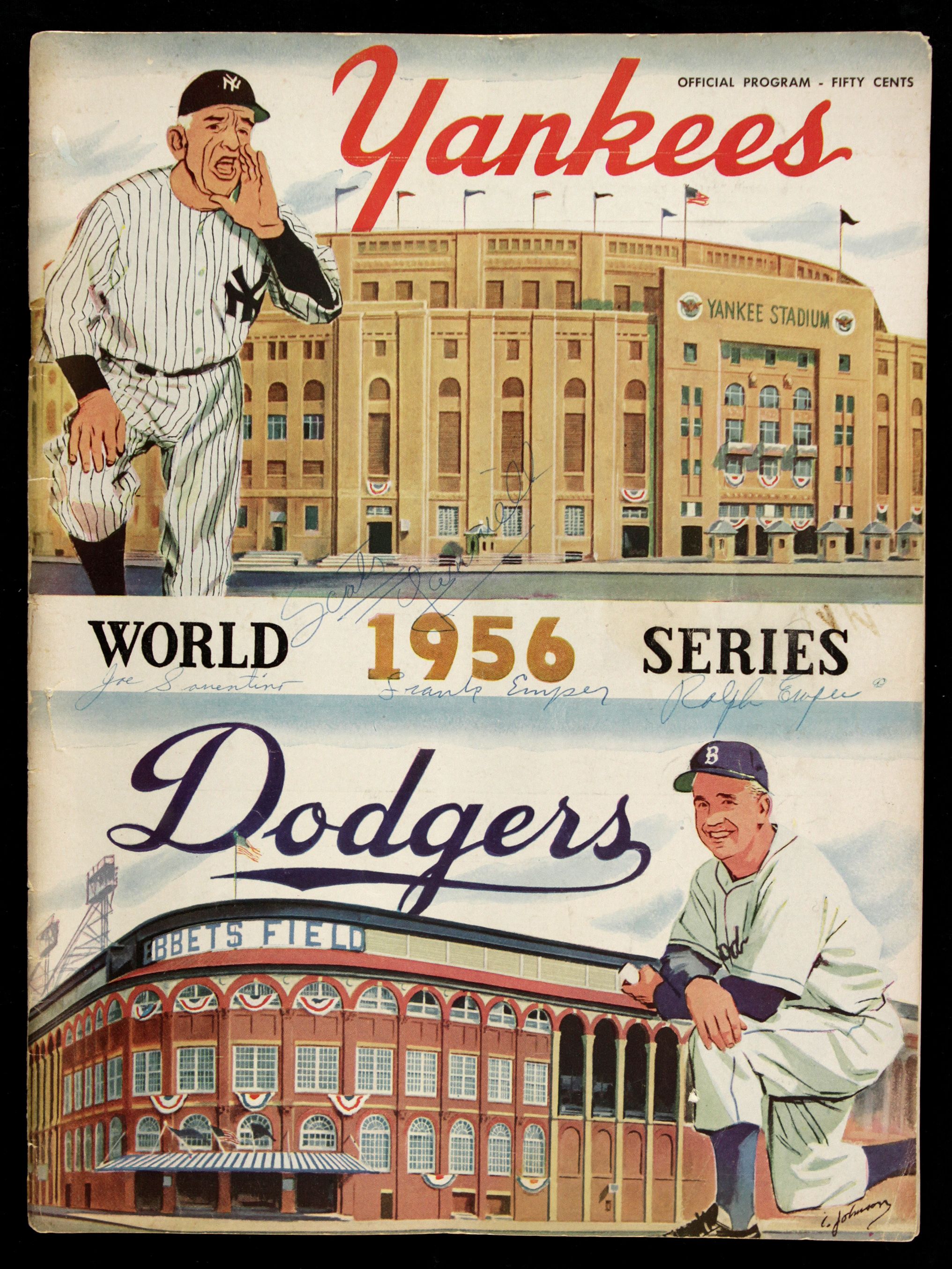 Sold at Auction: 1956 Yankees Vs. Dodgers World Series Program
