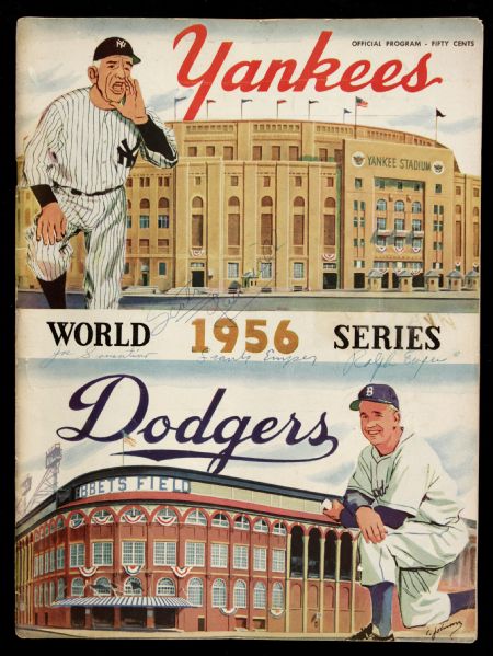 1956 New York Yankees Brooklyn Dodgers World Series Game 5 Program & Ticket Stub from Don Larsens Perfect Game