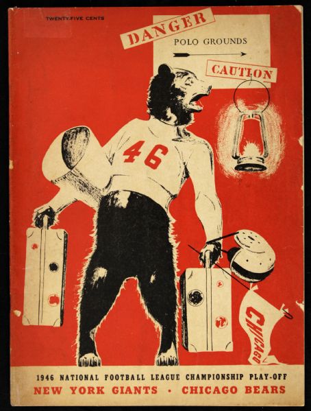 1946 New York Giants Chicago Bears Polo Grounds NFL Championship Game Program