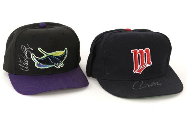 2000s Paul Molitor Wade Boggs Minnesota Twins Tampa Bay Devil Rays Signed Cap - Lot of 2 