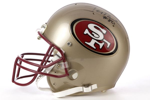 1990s-2000s San Francisco 49ers Jerry Rice #80 Signed Full Size Helmet (JSA)