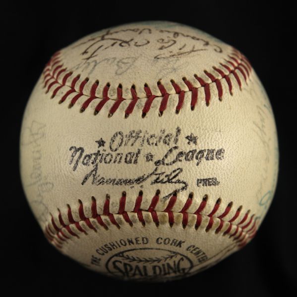 1960s Braves/Tigers Multi Signed ONL Giles Baseball w/ 25+ Signatures Including Hank Aaron, Phil Niekro & More (JSA)
