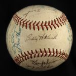 1960's Braves/Tigers Multi Signed ONL Giles Baseball w/ 25+ Signatures Including Hank Aaron, Phil Niekro & More (JSA)