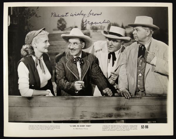 1952 Groucho Marx A Girl In Every Port Signed 8" x 10" Promotional Photo (JSA)