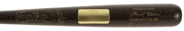 1974 Hank Aaron Atlanta Braves H&B Louisville Slugger 715th Career Home Run Commemorative Bat Prototype 