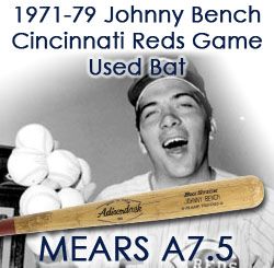 1971-79 Johnny Bench Cincinnati Reds Adirondack Professional Model Game Used Bat (MEARS A7.5)