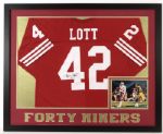 1981-90 Ronnie Lott #42 San Francisco 49ers Signed 35" x 43" Framed Jersey  (JSA)