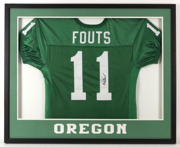 1970-72 Dan Fouts #11 Oregon Signed 34" x 42" Framed Jersey  (JSA)