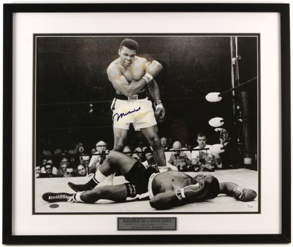 1965 May 25 Muhammad Ali Vs. Sonny Liston First Round Knockout Lewiston Maine Signed 21" x 25" Framed Photograph (Steiner Coa)