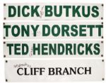 1990s Ted Hendricks, Tony Dorsett, Dick Butkis, Cliff Branch Signed 6" x 34" Vinyl Name Plates  (JSA)