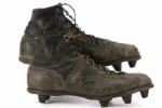 1929-43 Earl “Curly” Lambeau Green Bay Packers Game Worn Riddell Yellow Back Kangaroo Leather Football Cleats (MEARS/Consignor LOA)