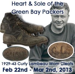 1929-43 Earl “Curly” Lambeau Green Bay Packers Game Worn Riddell Yellow Back Kangaroo Leather Football Cleats (MEARS/Consignor LOA)
