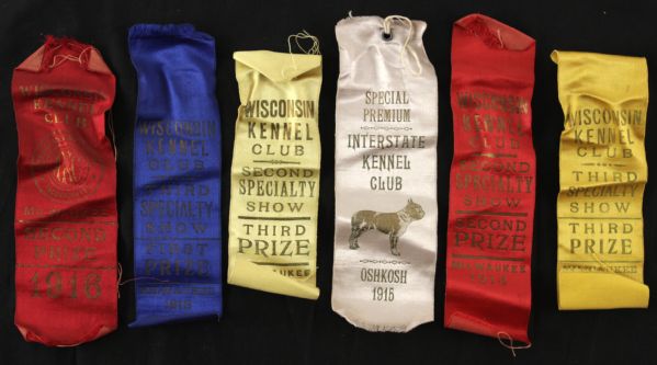 1914-16 Dog Show Ribbon Collection - Lot of 18