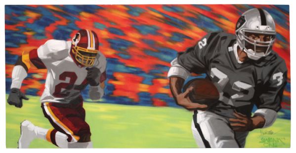 2009 Swank One Painting Of Marcus Allen Raiders Super Bowl XVIII From Gatorade G Studio at Super Bowl XLIII 48" x 96"