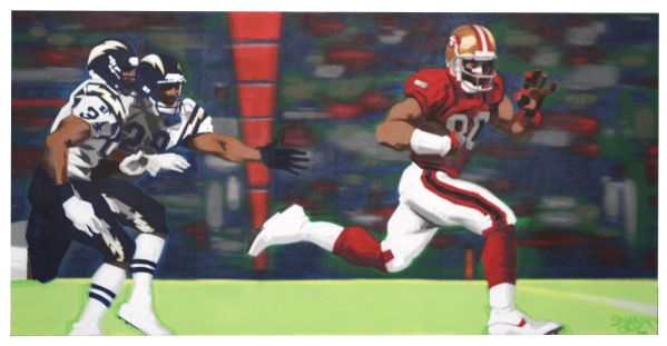 2009 Swank One Painting of Super Bowl XXIX Jerry Rice From Gatorade G Studio at Super Bowl XLIII 48" x 96"
