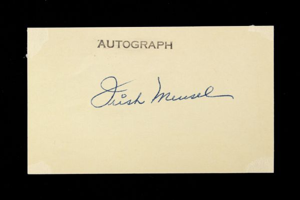 1950s Irish Meusel Brooklyn Robins Signed 3" x 5" Index Card (JSA)