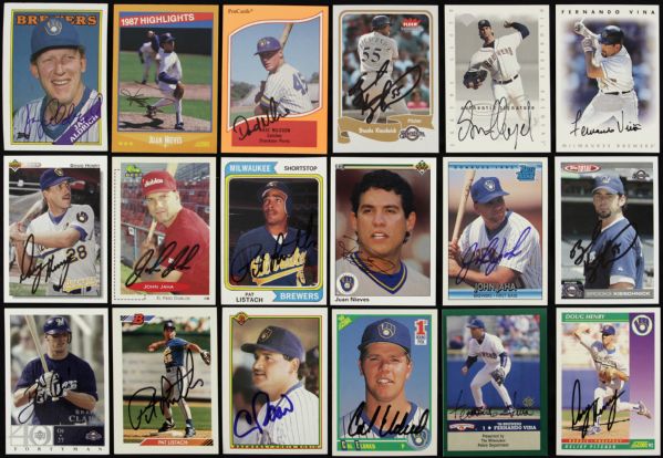 1978-2004 Milwaukee Brewers Signed Baseball Card Collection - Lot of 38 w/ Robin Yount, Paul Molitor, Cecil Cooper & More (JSA)