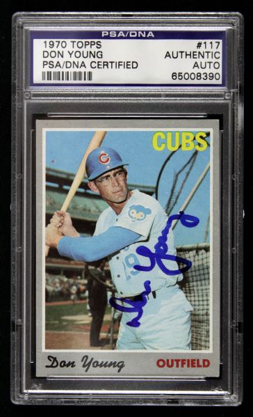 1970 Don Young Chicago Cubs Signed Topps Slabbed Card (PSA/DNA) Most Elusive Autograph on 1969 Team