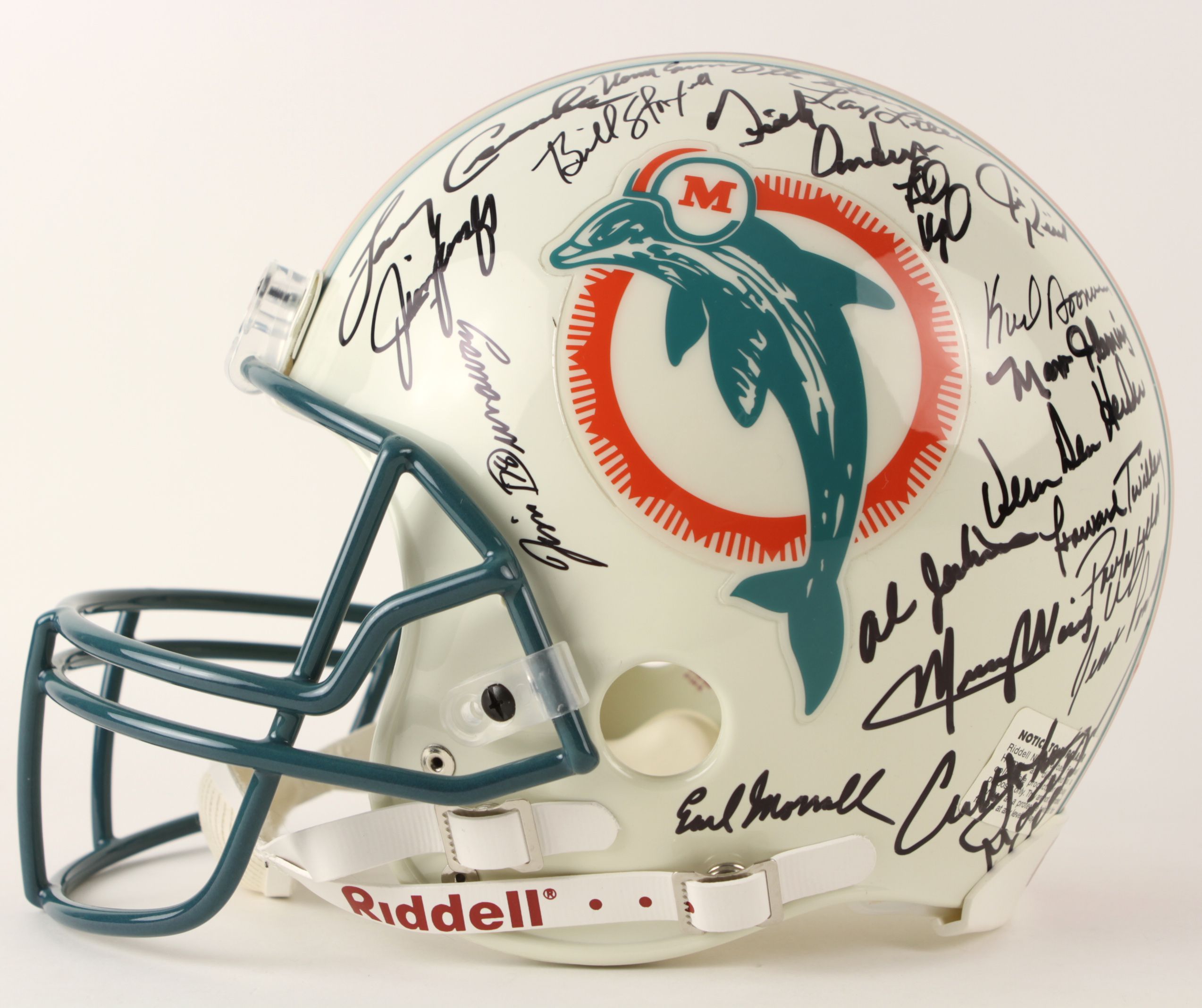 Lot Detail - 1972 Miami Dolphins Team Signed Football Helmet with 46  Signatures Including Shula, Csonka & Griese - Undefeated Season (PSA/DNA)