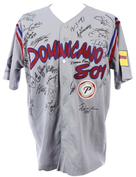 2005 Dominican Republic Caribbean Series Team Signed Jersey w/ 27 Signatures Including Miguel Tejada, Edwin Encarnacion, Felix Fermin & More (JSA)