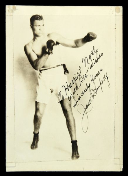 1930s Jack Dempsey Heavyweight Champion Facsimile Signed 5" x 7" Photo