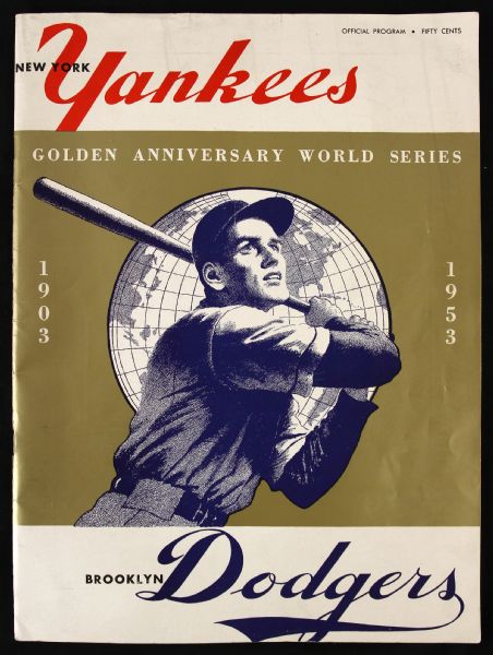 1953 New York Yankees Brooklyn Dodgers Golden Anniversary World Series Program 