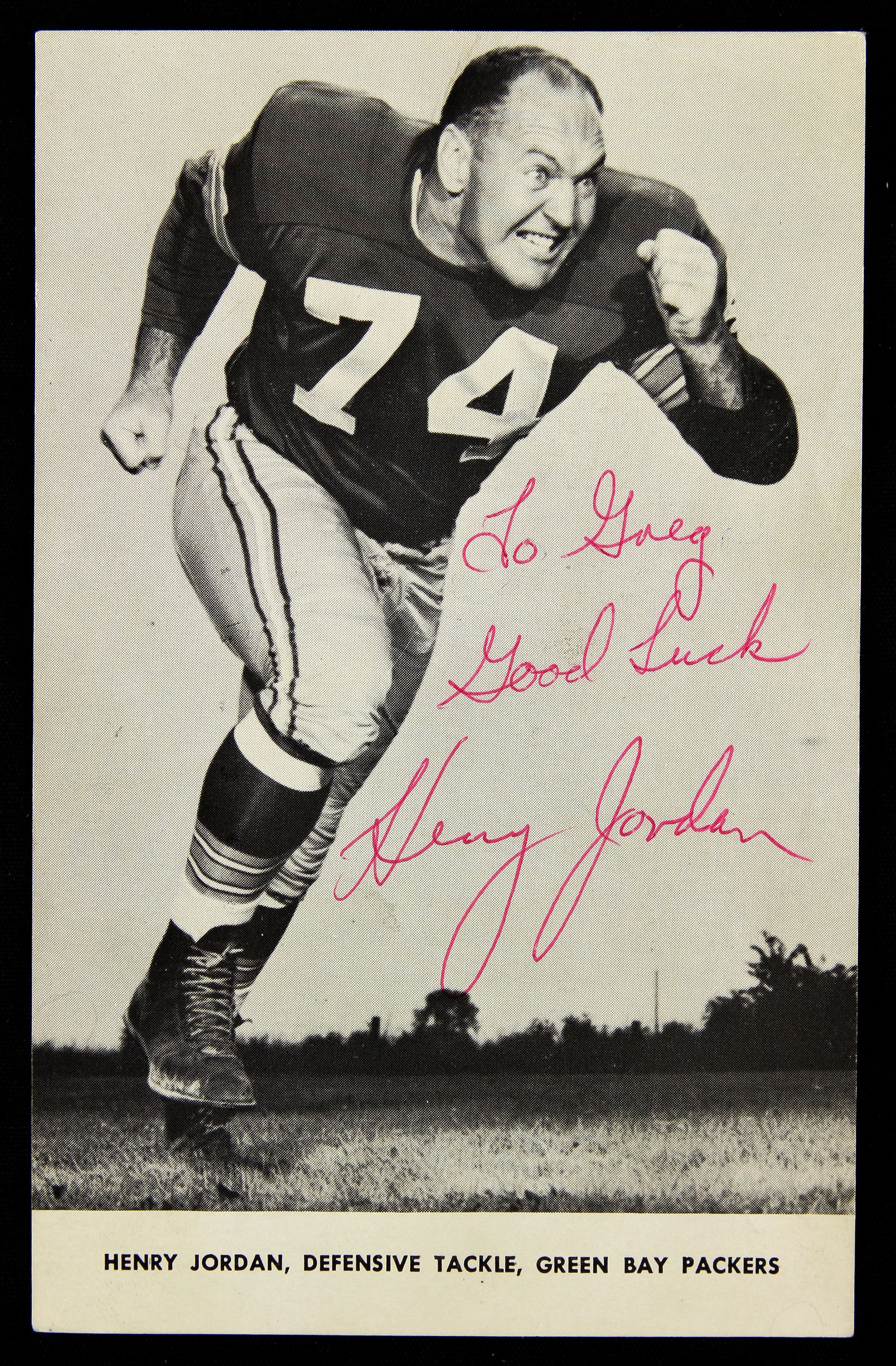 Lot Detail - 1960's Henry Jordan 3 1/2' x 5 1/2' Signed B/W Green Bay  Packers Exhibit Card (JSA)