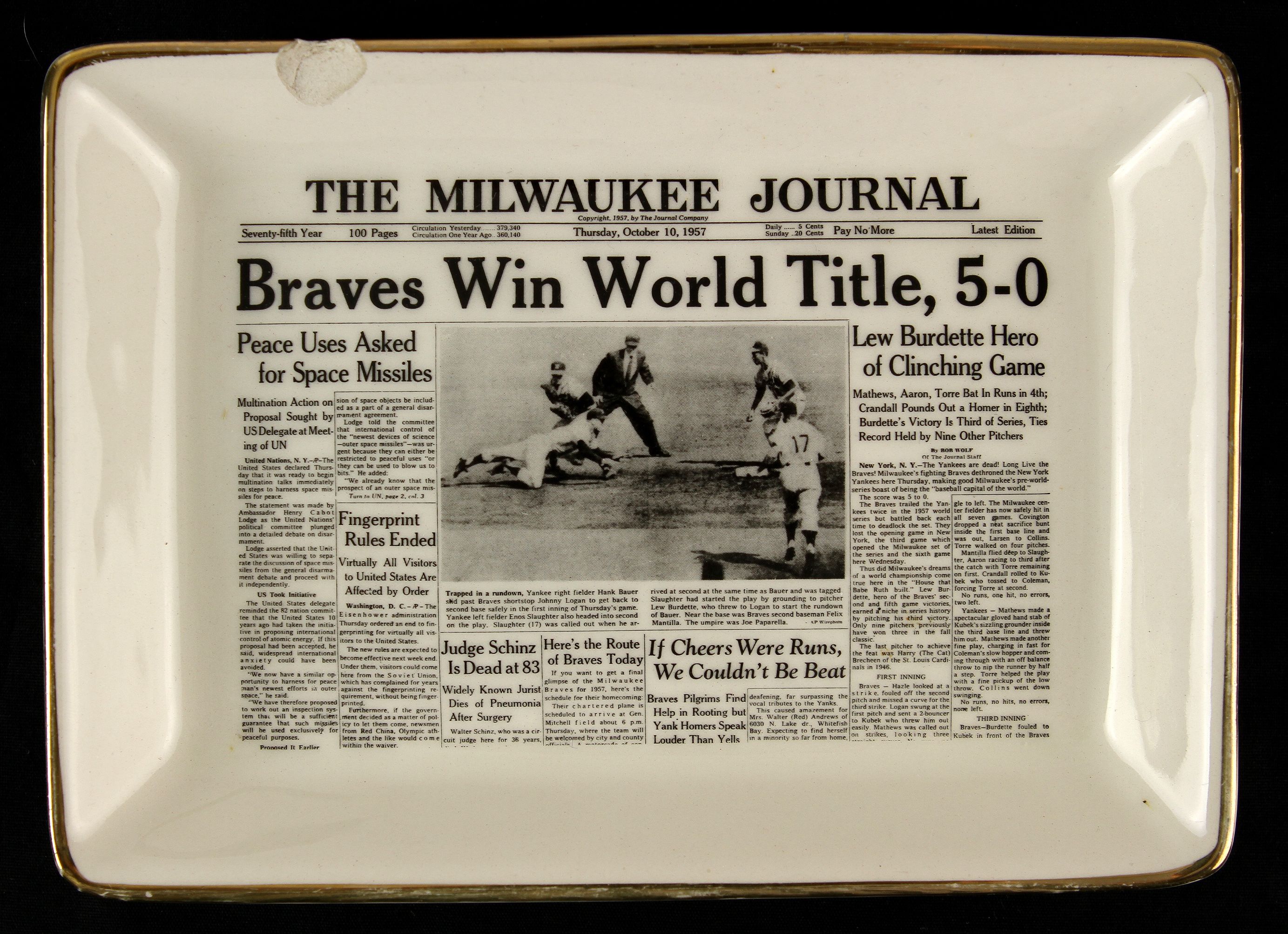 Lot Detail - 1957 Milwaukee Braves World Series Champions Full