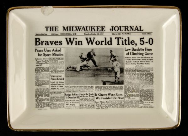 1957 Milwaukee Braves World Series Champions Commemorative 5" x 7" Candy Dish