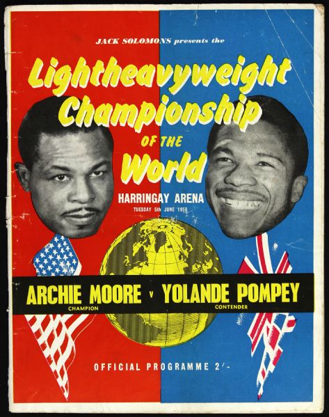 1956 Archie Moore vs. Yolande Pompey Light Heavyweight Championship Fight Program