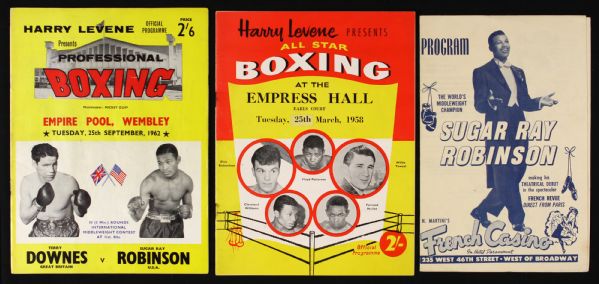 1958-62 Sugar Ray Robinson Floyd Patterson Program Collection - Lot of 3