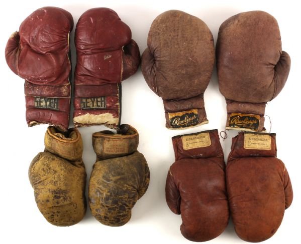 1920s-80s Boxing Glove Collection - Lot of 34 w/ Signed Gloves, Vintage Gloves & Champion Endorsed Store Model Gloves