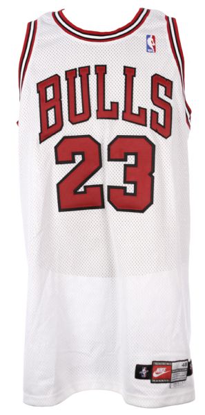 1997-98 Michael Jordan Chicago Bulls Game Worn Home Jersey (MEARS LOA)