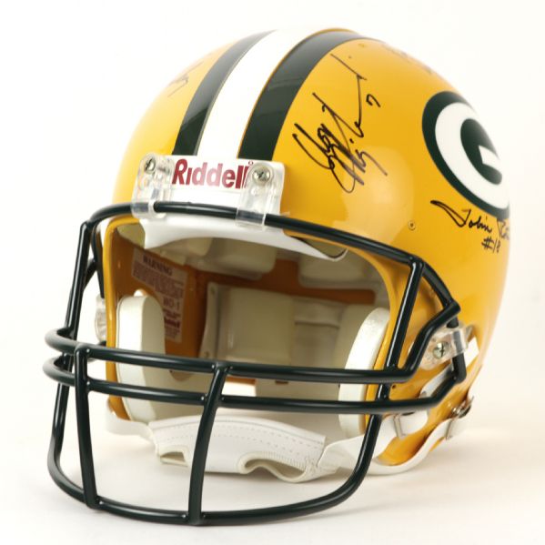 2000s Green Bay Packers Quarterback Signed Full Size Helmet w/ 10 Signatures Including Bart Starr, Aaron Rodgers & More (JSA)