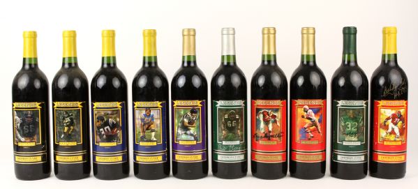 2000s Legends Series 1 Gridiron Cuvee Unopened Wine Bottle Collection - Lot of 34 w/ 20 Signed Including Tony Dorsett, Y.A. Tittle & More 