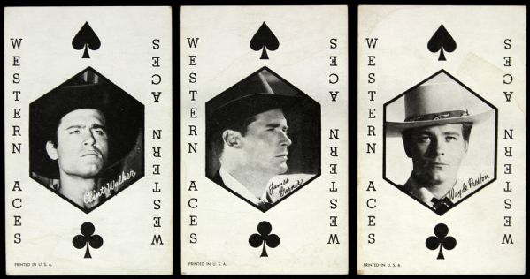 1950s circa Western Aces 3.25" x 5.25" Exhibit Card Collection - Lot of 3