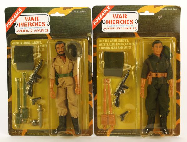 1960s circa War Heroes All Battle-Equipped in World War II MOC Action Figures - Lot of 2