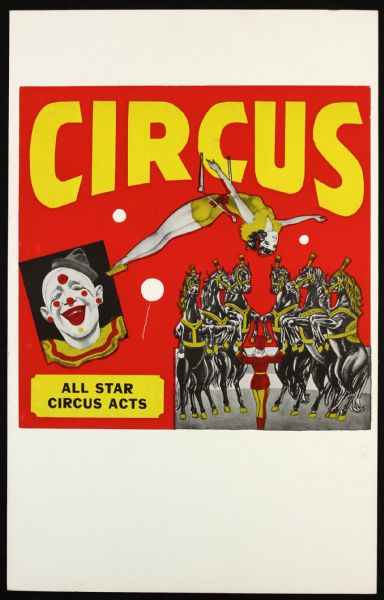 1940s circa All-Star Circus Acts Poster Clown Horses Trapeze Artist (14" x 22")