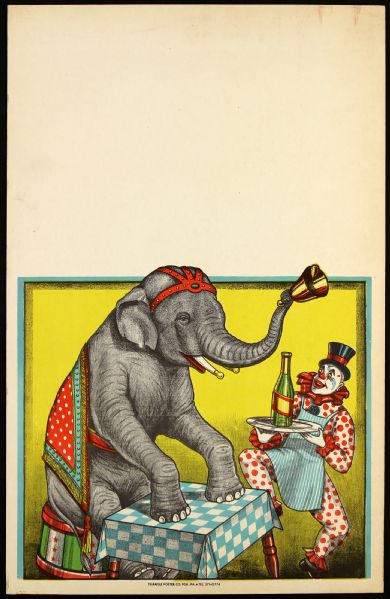 1940s circa Circus Poster Triangle Poster Company Elephant Clown (14" x 22")