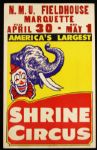 1940s circa Shrine Circus NMU Fieldhouse Marquette Michigan Poster (14" x 22")