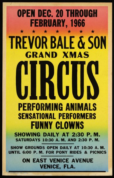 1966 Trevor Bale and Son Grant Xmas Circus Poster (14" x 22")