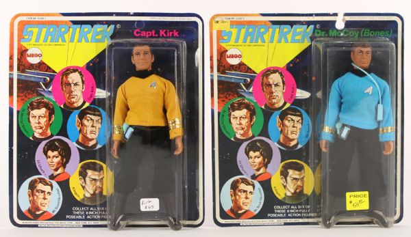 1974 Star Trek MOC Mego Action Figure - Lot of 4 w/ Captain Kirk, Dr. McCoy, Lt. Uhura & Klingon 