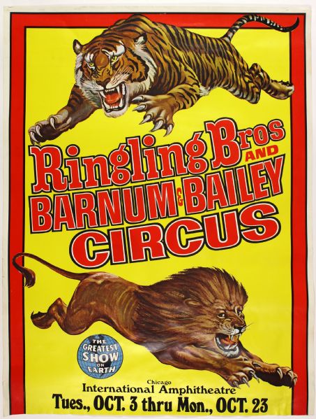 1970s circa Ringling Brothers and Barnum & Bailey "The Greatest Show on Earth" 27" x 36" Poster - Lot of 2