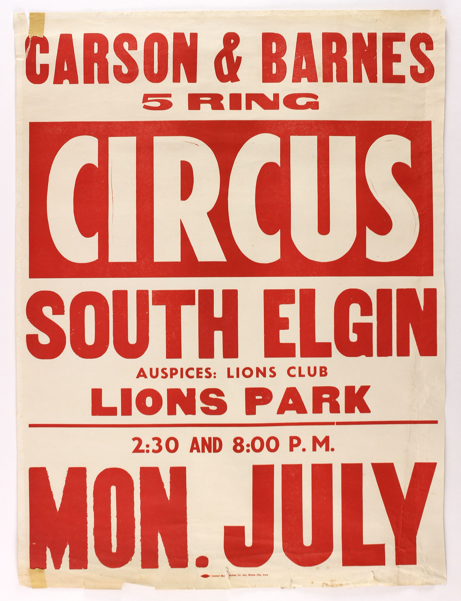 Lot Detail - 1950's Circa Carson & Barnes 5 Ring Circus South Elgin 21 ...