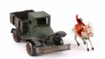 1960s circa Mechanical Horse w/ Monkey Rider & Farm Pick Up Truck- Lot of 2