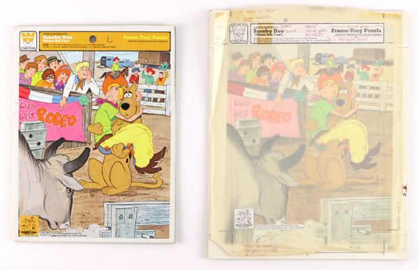 1974 Scooby Doo Where Are You Whitman Frame Tray Puzzle & Original Art Mock Up